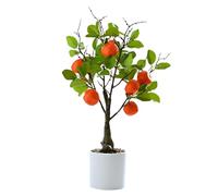 Citronnier Artificiel en Pot - 40 Cm - Fruit de Verdure - Bonsaï - Citronnier pour Décoration de Citron - Plantes de Citronnier Artificielles pour Cuisine, Maison, Bureau, Fête, Décoration(Orange)