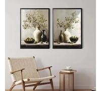 Citronnier olivier plantes dans un vase impressions nature morte affiche vintage mur art toile peinture botanique antique décor à la maison 80x120cmx2 cadre