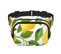 Citrons aquarelles Jaune Vif,Sac Banane carré Double Couche, Sac de Poitrine