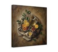 Citrons et Pichet en Verre 35x35 cm | Tranches Dagrumes, Oranges Sanguines, Pichet En Verre, Texture Toile De Jute, Planche En Bois Use