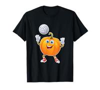 Citrouille Amusante Jouant au Volleyball Halloween Team Club T-Shirt