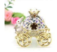Citrouille Carrosse en Métal Anneau Porte-Bijoux Peint émaillé Cendrillon Citrouille Carrosse Décoratif Bijoux Bibelot Cadeau Unique pour La Famille, Coffres à Bijoux, A