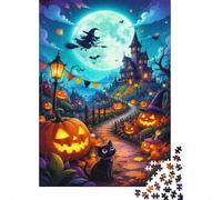 Citrouille Chat Château Puzzle, 1000 Pièces Jeu D'intérieur Adulte | 38x26cm Carton, Exercice Mental, Découpe Précise, Amateurs De Puzzles, Réduction Du Stress