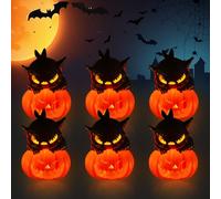 Citrouille décorative d'Halloween - Chat noir avec lumière LED - Lanterne citrouille d'Halloween avec figurines de chat noir - Veilleuse LED - Lanterne décorative à piles pour Halloween - Décoration