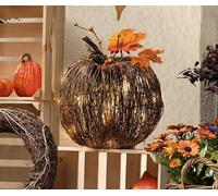 Citrouille décorative en osier avec éclairage LED, décoration d'automne, décoration d'Halloween avec guirlande lumineuse, décoration de table ou de fenêtre