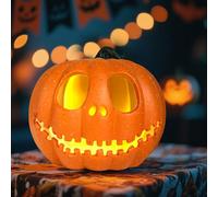 Citrouille d'Halloween - Lanterne LED - Décoration d'Halloween - Citrouille K éclairée avec facteur effrayant - Multifonction - Décoration LED - Pour l'intérieur - Décoration d'automne ou de jardin (B