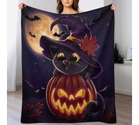 Citrouille d'halloween Plaid Canape Couverture Polaire Flannel Tapis Douillet Couverture De Luxe À Chaud À Jet Polaire Lavable À La Machine Facile À Manipuler(150×200cm)