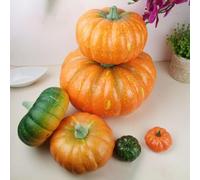 Citrouille en mousse pour Halloween - Pour fête sur le thème de la récolte de la ferme - Légumes réalistes - Automne - Décoration rustique (7)
