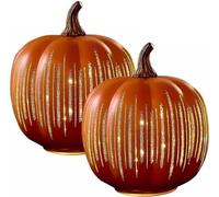 Citrouille en Verre Illuminées Nuit Étoilée, Citrouilles Scintillantes, Veilleuses Citrouilles Décorations d'Automne pour Halloween, Citrouille Twinkle Light pour Maison Chambre Salle de Bain Couloir