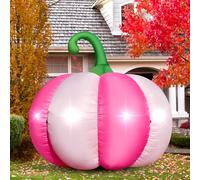 Citrouille gonflable d'Halloween de 1,8 m - Décorations d'extérieur - Citrouille rose - 4 lumières LED intégrées pour décoration de fête d'Halloween, fausses citrouilles gonflables pour automne