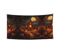 Citrouille Halloween Impression Halloween Bannière Décorations festives Panneau pour Célébrations, Facile à accrocher avec des cordes, 1 Paquet