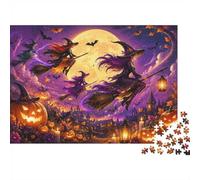 Citrouille Lune Sorcière Puzzle, 1000 Pcs pour Adultes Haute Qualité | 38x26cm Fans De Puzzle, Cadeau D'anniversaire, Carton, Pensée Logique, Finition Surface Lisse