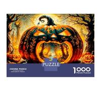 Citrouille, Maison hantée 1000 Pièces Puzzle Adultes Halloween Effrayant Puzzle Premium Voitureton Recyclé - Défi Éducatif, Jeu À Domicile, Cadeau Génial pour Les Enfants Débutants 38x26cm/1000pcs