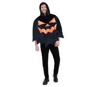 Citrouille Poncho Adultes Enfants Noir Capuche Accessoire Déguisement Halloween