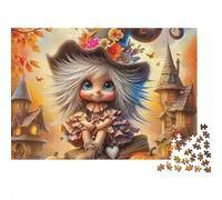 Citrouille sorcière Automne 1000 Pièces Puzzle pour Adultes Jeu Stimulant Divertissement Apaisant Entraîner La Mémoire du Cerveau pour Hommes, Femmes, Seniors 1000pcs (75x50cm)