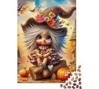 Citrouille sorcière Automne 1000 Pièces Puzzle pour Adultes Jeux De Défi Familial Divertissement Apaisant Cultiver l'esprit D'équipe pour Décorations Familiales 500pcs (52x38cm)