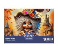 Citrouille sorcière Automne 1000 Pièces Puzzle pour Adultes Jeux De Défi Familial Puzzle Anti-Stress Cultiver l'esprit D'équipe pour Décorations Familiales 38x26cm/1000pcs