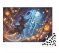 Citrouille Sorcière Château Puzzle, 1000 Pièces Jeu D'intérieur Adulte | 38x26cm Carton, Exercice Mental, Ajustement Serré, Amateurs D'art, Réduction Du Stress