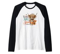 Citrouille Spice and Jesus Christ Highland Cow Art Manche Raglan