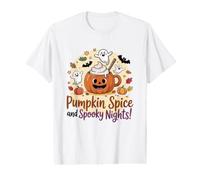 Citrouille Spice and Spooky Nights Cute Halloween Ghost T-Shirt Graphique avec Valeur
