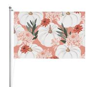 Citrouille Thanksgiving Rose Dahlia Fleur Automne,Drapeau de jardin, bannière décorative, drapeau double face, 2 x 3 pieds, pour extérieur et intérieur