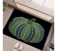 Citrouille Verte Paillasson Interieur Entree 60 X 90 Cm, Pois Abstraits Tapis D'Entrée Antidérapant, Tapis De Sol Absorbantes Noir pour Chien, Porte, Couloir