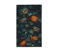 Citrouilles aux yeux lumineux - Drapeaux de jardin - 9,1 x 1,5 m - Bannière de vœux avec œillets - Décoration d'intérieur ou d'extérieur