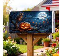 Citrouilles Couvertures magnétiques de boîte aux lettres rustiques effrayantes hibou lune Halloween Décorations extérieures 45,7 x 53,3 cm