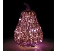 Citrouilles en verre éclairées - Lampe de table rustique à piles de 20,3 cm pour lueur d'automne, charme de vacances avec fonction LED chaude, pièce maîtresse saisonnière pour la maison, le bureau, un