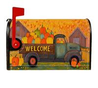 Citrouilles - Housses magnétiques de boîte aux lettres rustique, camion, grange, décoration de jardin, cour, 45,7 x 53,3 cm, orange