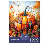 Citrouilles Patchwork d'automne 1000 Pièces Coffret Joie de récolte d'automne Puzzle Adultes Carton Recyclé - Défi Éducatif, Jeu À La Maison, Super Idée Cadeau pour Tous L'Fans 52x38cm/1000pcs