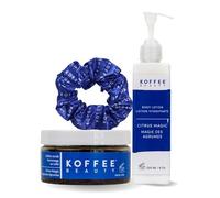 Citrus Magic Set by Koffee Beauty for Unisex - 3 Pc 4oz Citrus Magic Coffee Scrub, 8oz Citrus Magic Body Lotion, Silk Scrunchie