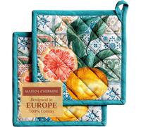 Citrus Pot Holder 100% Cotton with Heat Resistant Buckle for Barbecue,Cooking,Grilling,Microwave,Spring-Summer Barbecue (20 cm x 20 cm)