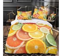 Citrus Slices Ensemble De Literie 3D Imprimé Microfibre Hypoallergique 3 Pièces 2 Taies Ultra Douce Fresh Fruit Housse de Couette Super Douce Entretien Facile for les Enfants Single（140x200cm）