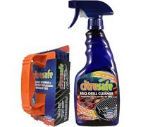 CitruSafe Kit de nettoyage pour barbecue - Nettoyant pour barbecue (473 ml) et brosse à barbecue avec 3 tampons de récurage robustes et interchangeables - Formulé pour éliminer les aliments brûlés et