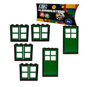 City 60594 60596 Ensemble de fenêtres et portes avec cadre 1 x 4 x 3 / 1 x 4 x 6 à picots City Building City Building City 60594 60596 (marron foncé - vert)