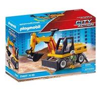 Playmobil 71407 Pelleteuse - City Action - avec Un Bras réglable pour Creuser et Pieds d'appui et Un Personnage - Engin de Chantier pour Les Fans de Construction - Ville & Métiers - Dès 4 Ans
