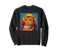 City Cat Boire du café Urban Pop Art, Love Cats Sweatshirt