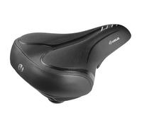 City/Comfort saddle, VELO - FIT TOWNIE, L, 268 x 199 mm, black with silver stripes, on card