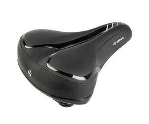 City/Comfort saddle, VELO - FIT TOWNIE, XL, 263 x 216 mm, black with silver stripes, on card