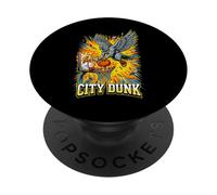 City Dunk Pigeon Basketball Slam Funny Bird PopSockets PopGrip Adhésif