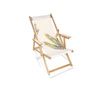 City Garden Chilienne en bois et coton avec accoudoirs Lona - Feuille lichen - LONA-CHIL-FEUILLE