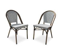 CITY GARDEN Lot composé de 2 fauteuils de Jardin Bistro-FT-TEX-Bleu empilables