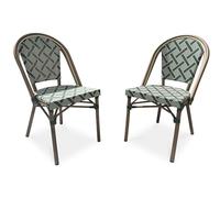 CITY GARDEN Lot composé de 2 fauteuils de Jardin Bistro-FT-TEX-Vert empilables