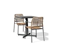 CITY GARDEN Lot composé d'une Table de Jardin LOUISE-TB70-A-ANTH Pliante et de 2 fauteuils Marceau-FT-Anth