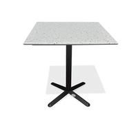 CITY GARDEN Table carrée de Jardin Bistro (70x70 cm) en Acier Noir et Plateau terrazzo - Blanc