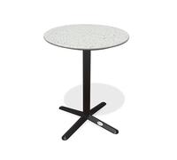 CITY GARDEN Table Ronde de Jardin Bistro (diam. 60 cm) en Acier Noir et Plateau terrazzo - Blanc