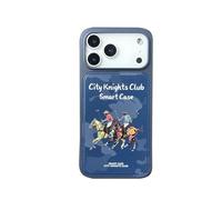 City Knights Club Étui de téléphone portable en cuir PC magnétique pour iPhone 17 Air 16 Pro Max Marque Polo PU Top Antichoc Retour TPU Cover (pour iPhone 17 Pro) Bleu