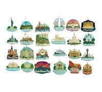 City Landmark Calendar Advents, 2D Flat Holiday Hanging Ornaments, 2025 Christmas Countdown Calendar, Landmark Themed Ornaments for Living Room, Bedroom, Kitchen, Door Fireplace, 10.24 Inches