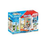 Playmobil 70818 Starter Pack Cabinet de pédiatre - City Life - avec Deux Personnages, Une Table d'auscultation et des Accessoires - L'Hôpital - Coffret découverte idée Cadeau - Dès 4 Ans